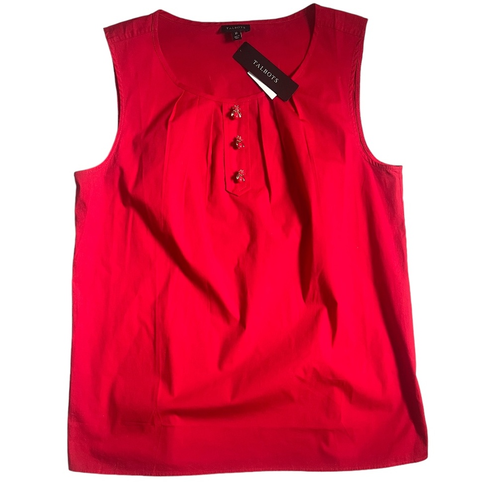 NWT Talbots Red Sleeveless Pleated Top Women's SZ 10